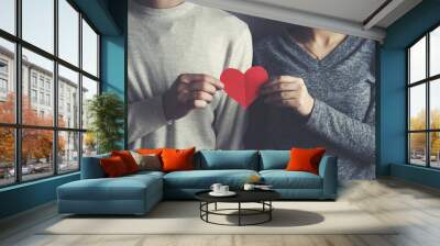 couple hand red heart Wall mural