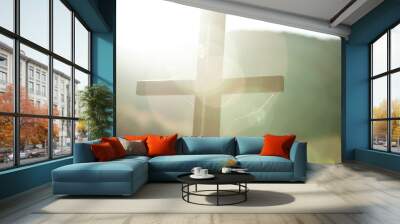 cross in nature at the sunset Wall mural