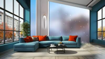 home plastic window with frozen Wall mural