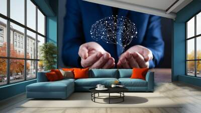 man hand brain Wall mural