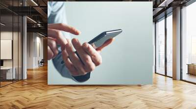 man hand holding smart phone Wall mural