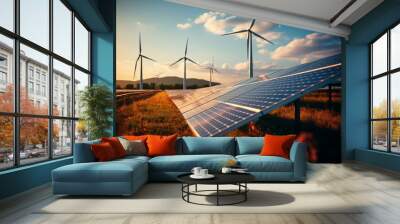 solar panel and wind turbines Wall mural