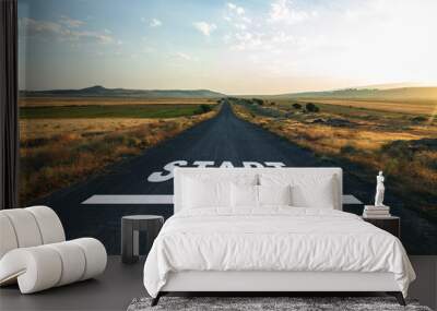 start text on road Wall mural