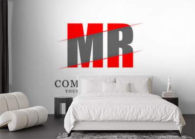 MR initial name logo design vector template, letter name of M and R slice logo inspiration Wall mural