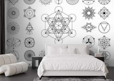 Sacred geometry vector design elements. Alchemy, religion, philosophy, spirituality, hipster symbols and elements. Set collection, tattoo signs isolated on white background  Wall mural