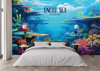 Hand drawn painting of under sea Wall mural