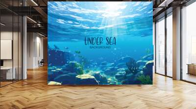 painting of underwater world scene with reef Wall mural