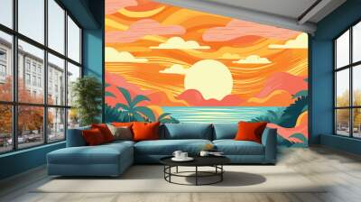 tropical sunset over the sea with clouds Wall mural