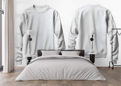 white front and back view tee sweatshirt sweater  on transparent background Wall mural