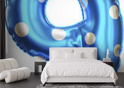 3D Render Realistic Number 9 Polka Dots Helium Foil Balloon Wall mural