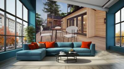 lounge at Modern wooden house on the wood deck Wall mural