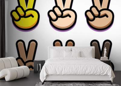 Vector Of Different Hand Icons Isolated On White Background Wall mural