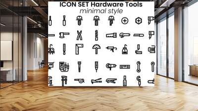 Icon vector pack of Hardware tools as flat minimal style outline stroke Wall mural