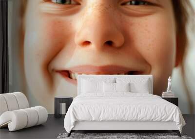 Smiling face, fun, white background Wall mural