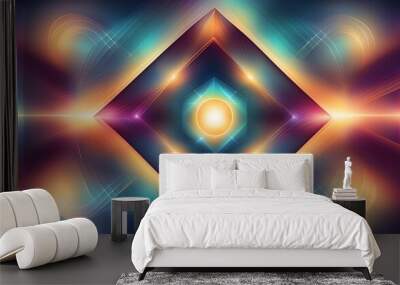 Illustration bright quantum square geometric kaleidoscope abstract background showcases vibrant colors and intricate patterns, creating a mesmerizing visual effect that adds depth and energy to any de Wall mural