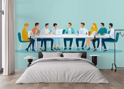 Business Meeting Illustration Wall mural