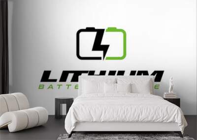 Flash Thunderbolt Energy Power Logo Electricity Lithium Battery Logotype concept icon. Wall mural