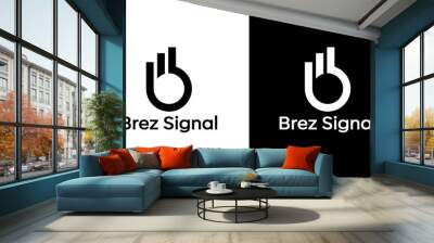 initial letter b with signal wifi logo vector premium design template Wall mural