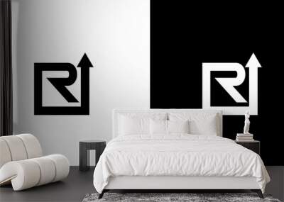 Initial Letter R Growth Swoosh Arrow Logo Design Vector Wall mural