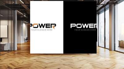 power energy logo design. Vector illustration of power typography and thunder. Modern logo design vector icon template Wall mural