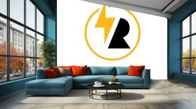 R letter With Electric Bolt logo design Wall mural