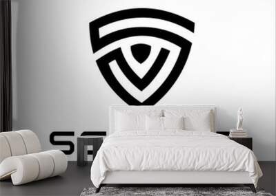 Shield With Letter S logo icon design template Wall mural