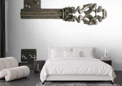 Vintage keys isolated on white Wall mural