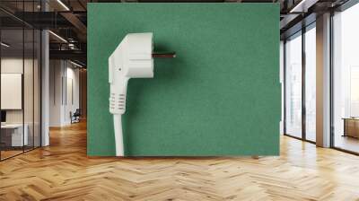 white electrical cable with plug on the green background Wall mural