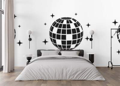 disco ball shining stars icons Wall mural