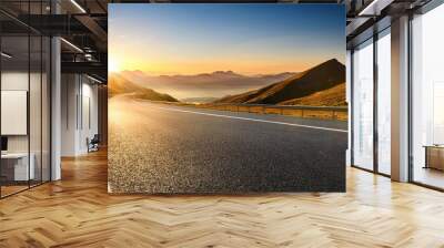 empty asphalt road and mountain natural scenery at sunrise Wall mural