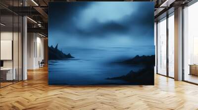 horror black blue sky sea haunted cloud scary ocean depression background mystery gloomy dark theme blur texture Wall mural