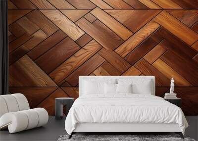 wooden parquet brown natural floor covering top view Wall mural