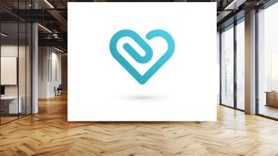 Heart symbol clip logo icon design template. May be used in medi Wall mural