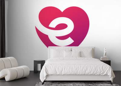 Letter E heart logo icon design template elements Wall mural