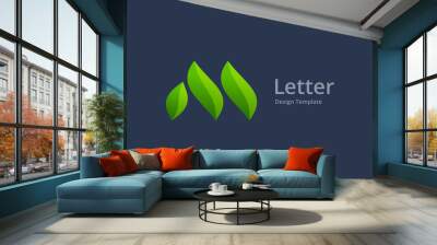 Letter M eco leaves logo icon design template elements Wall mural