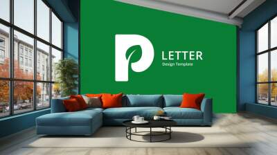 Letter P eco leaves logo icon design template elements Wall mural