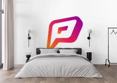 Letter P speech bubble logo icon design template elements Wall mural