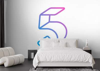 Number 5 logo icon design template elements Wall mural