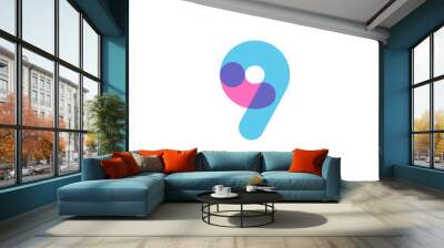 Number 9 logo icon design template elements Wall mural