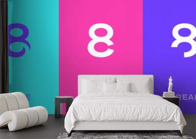 Set of number 8 minimal logo icon design template elements Wall mural