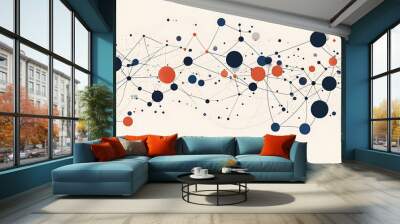 Abstract Network of Interconnected Circles and Lines Wall mural