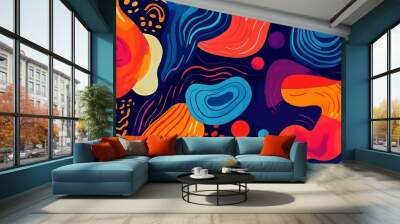 Abstract Pattern with Bright Colors and Organic Shapes Wall mural