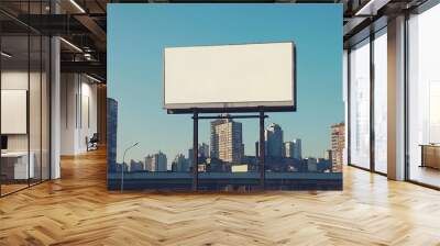 Blank Billboard Against Urban Skyline During Daytime Wall mural