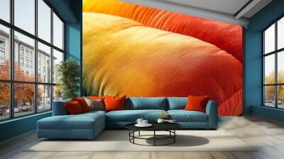 Close-up of Multicolored Plush Pillow with Gradient Colors Wall mural