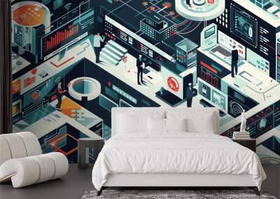 Data driven decisions illustrations for informed business strategies Wall mural