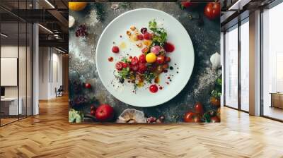 Gourmet Salad with Tomatoes, Herbs, and a Citrus Dressing Wall mural