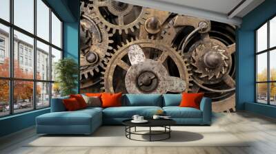 Ancient clockwork, old gears mechanism Wall mural