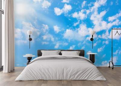 Blue sky and shining sun, beautiful natural background Wall mural