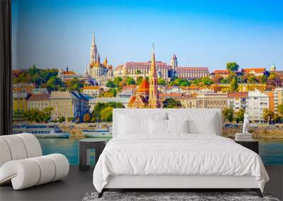 Budapest skyline - Buda castle and Danube river Wall mural