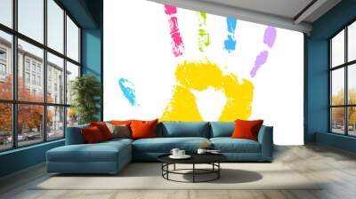 Colorful kid hand print vector icon Wall mural